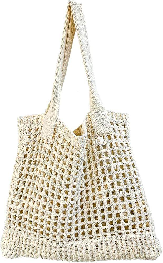 Verdusa Women's Hollow Out Crochet Tote Handbags Knitted Hobo Shopping Bags | Amazon (US)
