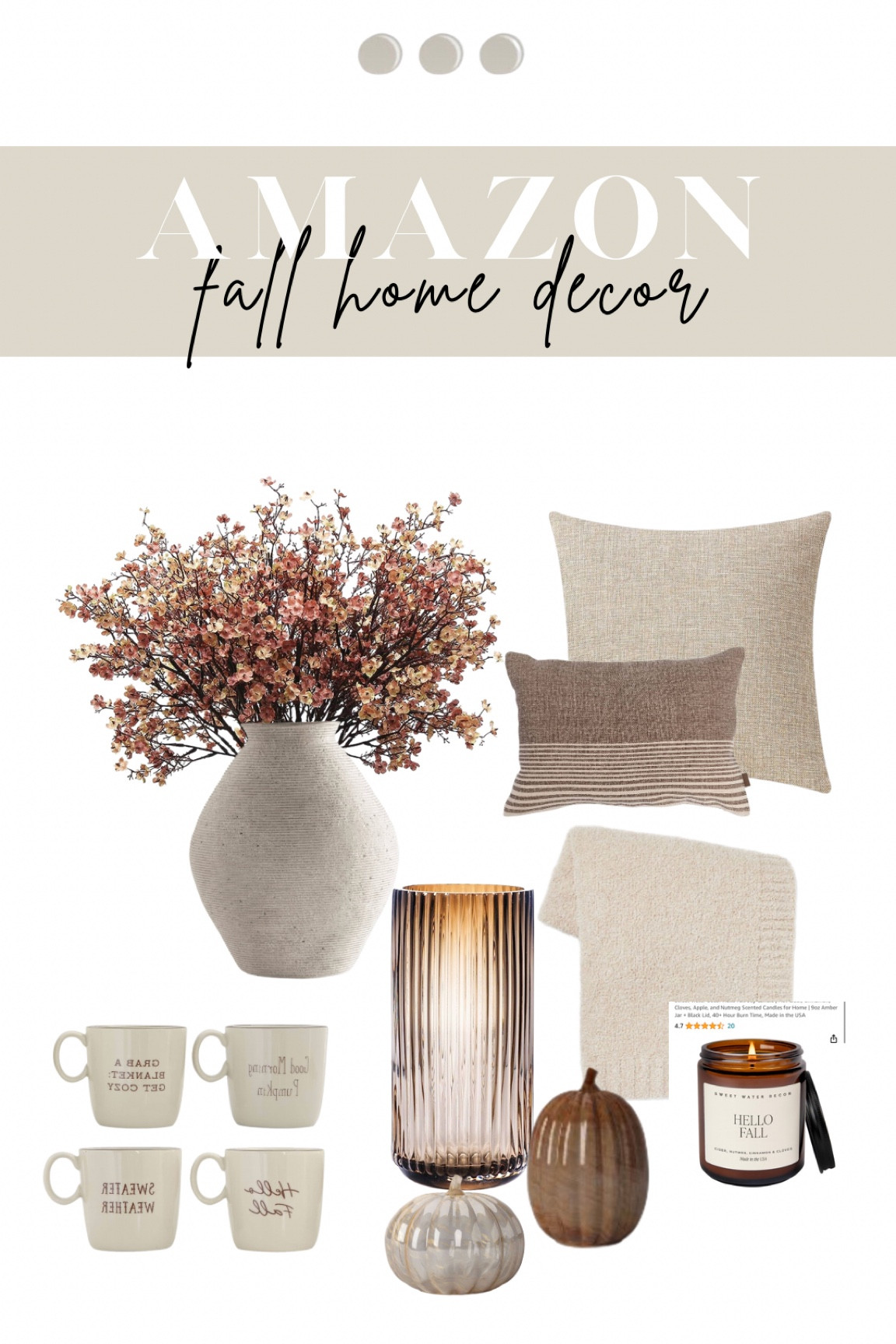 AMAZON—Fall Home Decor Must-Haves!🍂 

#amazonhome #amazonmusthaves #amazonfalldecor #amazonhomedecor #amazonfallmusthaves #amazonfinds #amazonfall #falldecor #kitchendecor #fall #autumn #homedecor #seasonaldecor #fallsteams #fallpillows #fallthrowblanket #floralvase #fallmugs #mugs #mugsets #fallmugset #fallcandles #falldecorativeobjects #falldecoration #kitchenfalldecor #livingroomfalldecor #homedesign #homefinds #homeideas #ltkfind 

#LTKSeasonal #LTKhome #LTKunder50