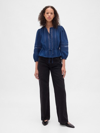 Lace-Trim Voile Top | Gap (US)