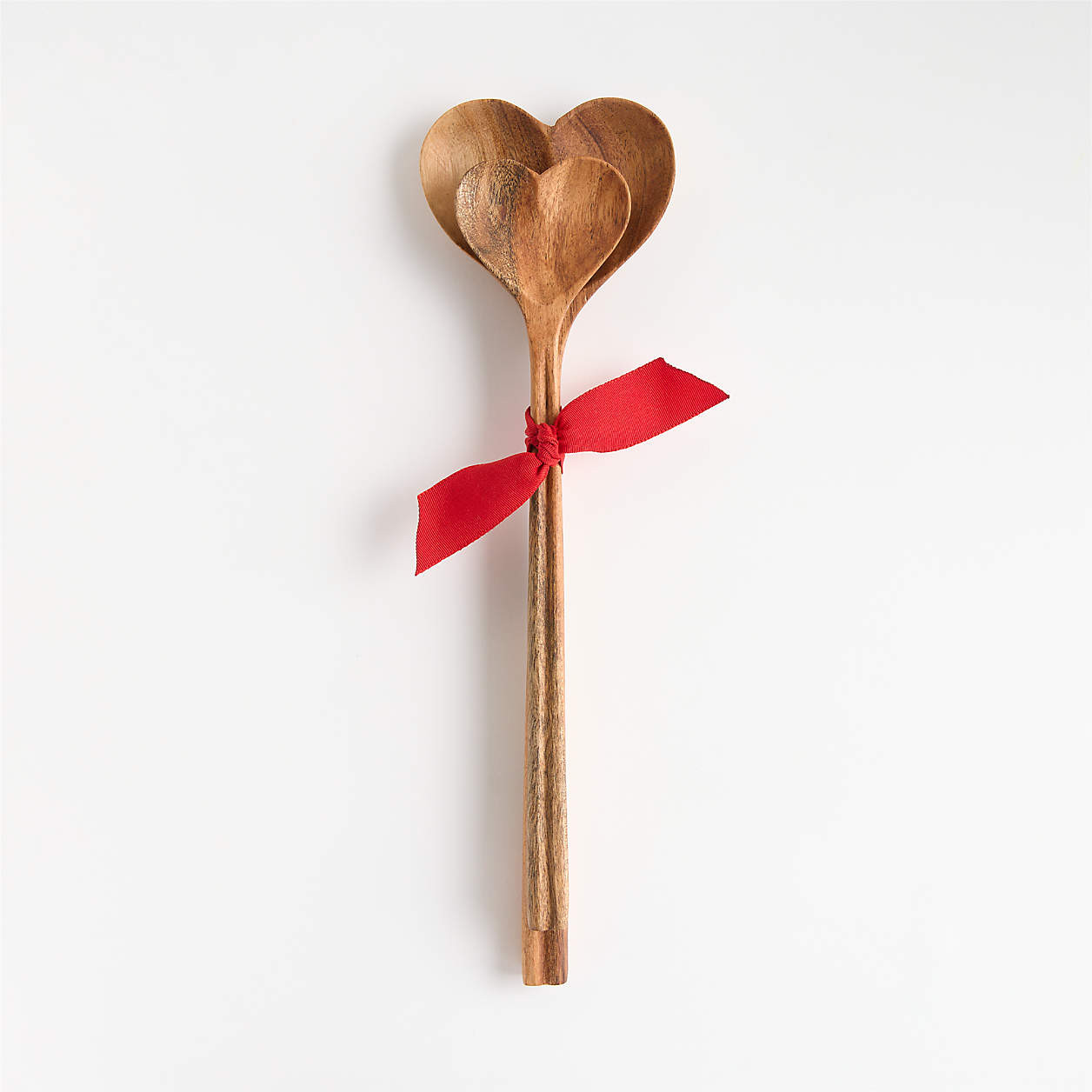 Heart Acacia Wood Mixing Spoon, Set of 2 | Crate & Barrel | Crate & Barrel