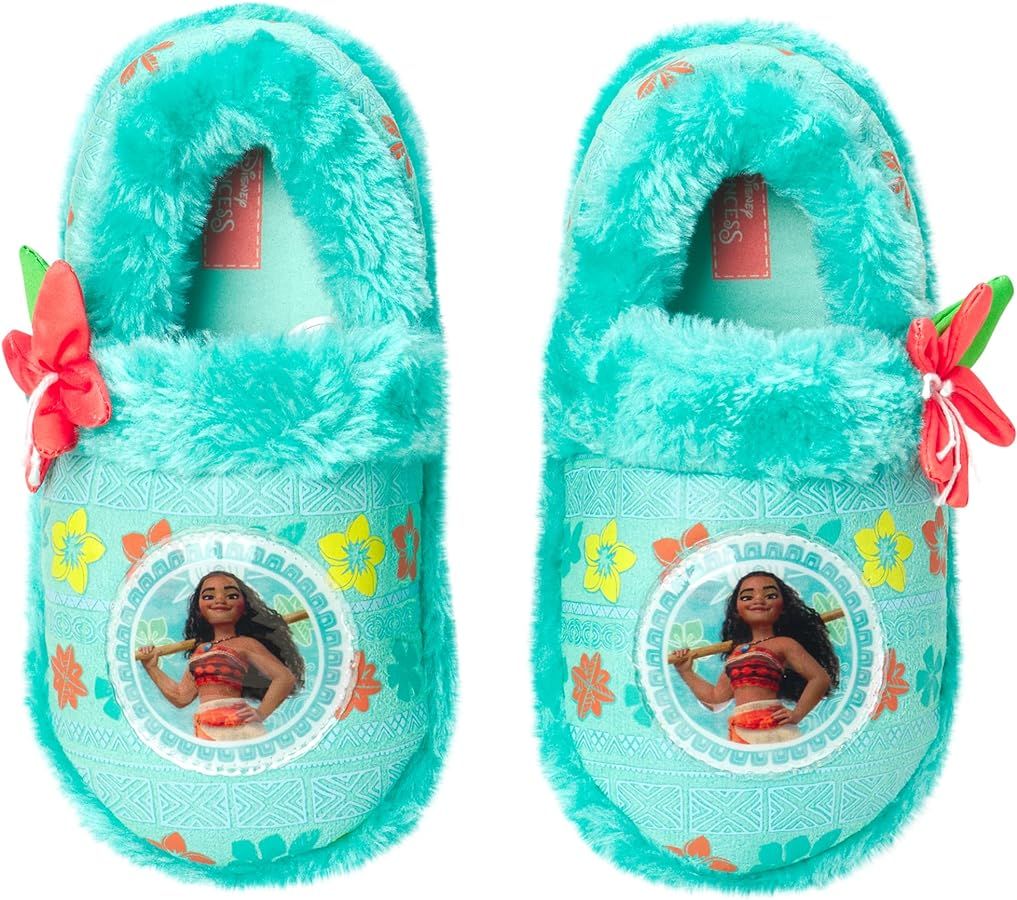 Disney Girls' Moana Slippers - Princess Moana Plush Fuzzy Slippers (Toddler/Little Girl) | Amazon (US)