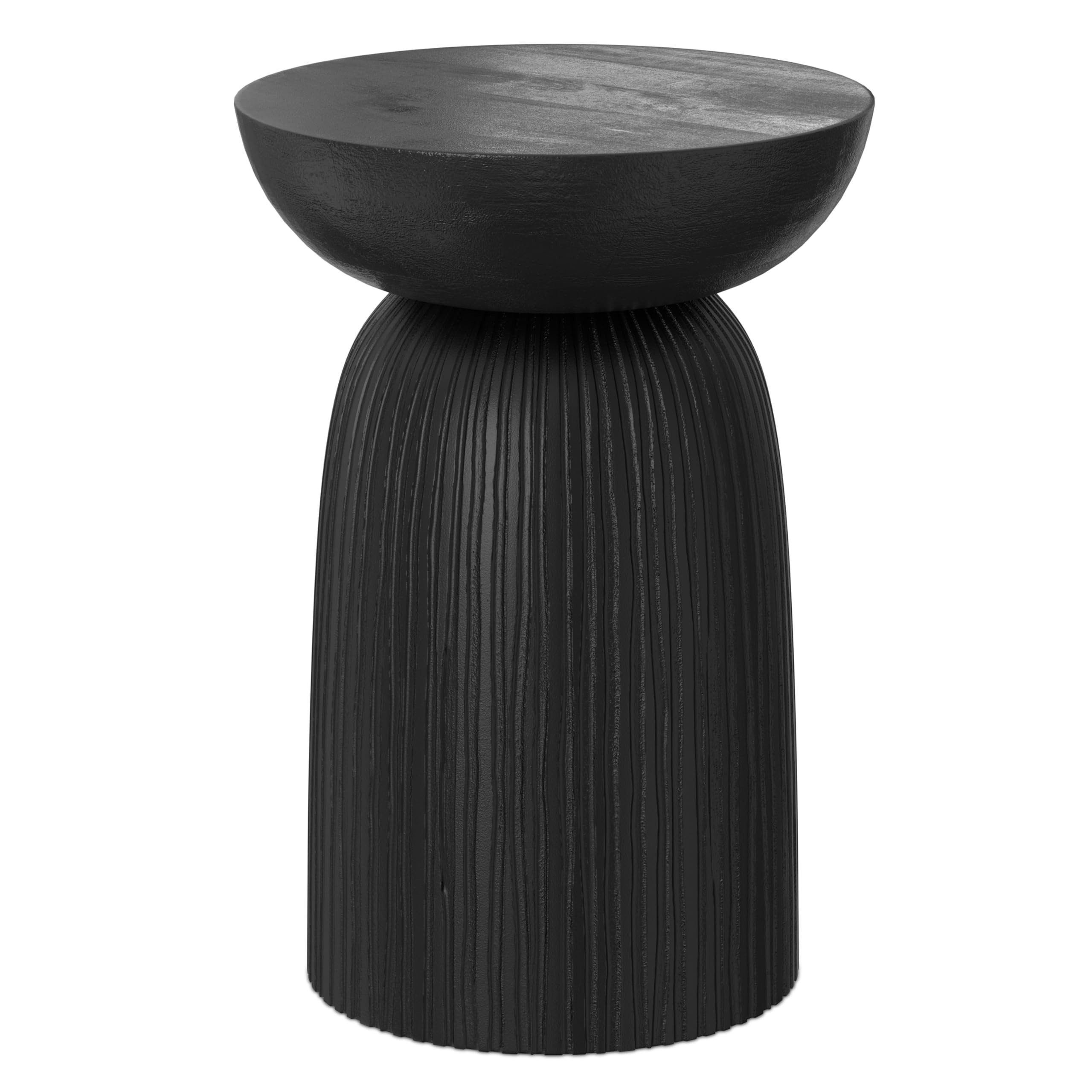 SIMPLIHOME Boyd End Table - 13 inch Wide Solid Mango Wood Round Accent Table with Line Texture in... | Amazon (US)