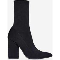 Jameson Block Heel Sock Boot In Black Lycra | Ego Shoes (UK)