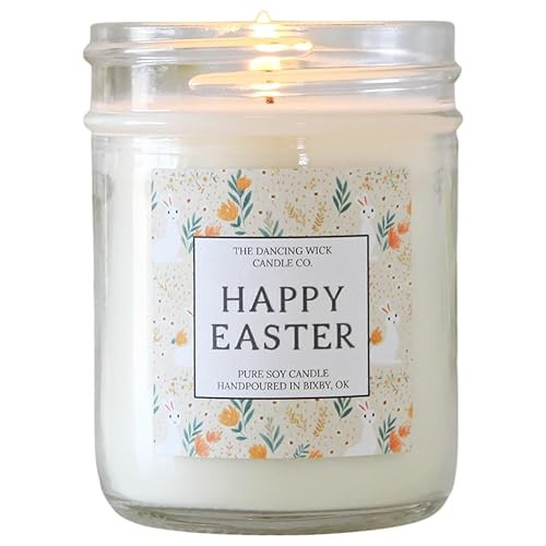 Happy Easter Soy Candle - Floral Blend of Magnolia, Peony, Freesia, Cherry Blossom & Bergamot - 8... | Amazon (US)