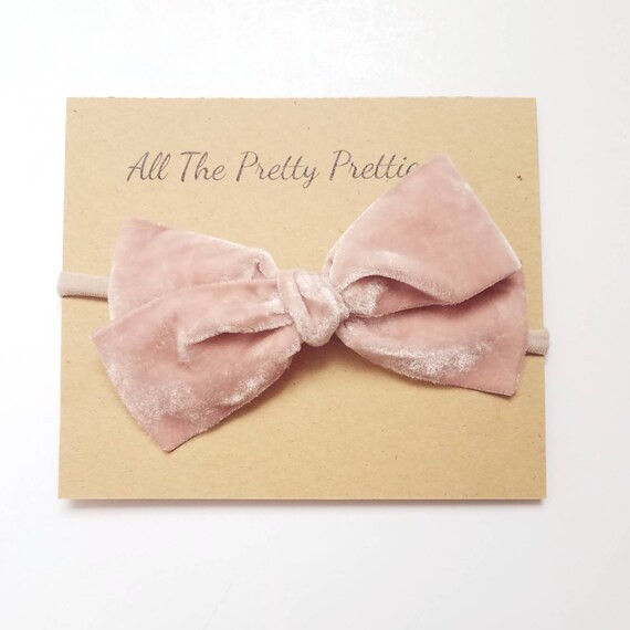 Vintage Velvet Amelia bow - Dusty Pink (headband or clip) | Etsy (US)