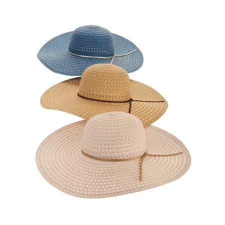 Time and Tru Women's Straw Floppy Hat 3-pack | Walmart (US)