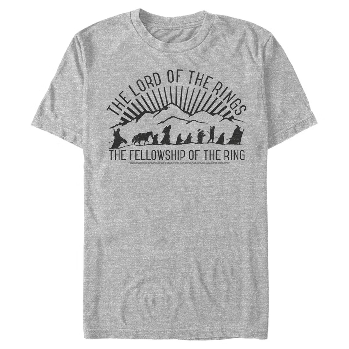 Men's Lord of the Rings Fellowship of the Ring Mountain Silhouettes T-Shirt | Target