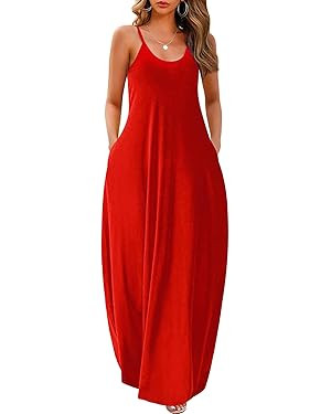 Wolddress Womens 2025 Casual Sleeveless Sundress Plus Size Loose Plain Long Summer Beach Maxi Dre... | Amazon (US)