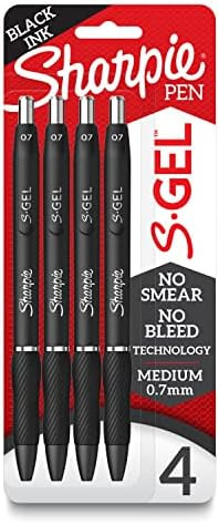 Sharpie S-Gel, Gel Pens, Medium Point (0.7mm), Black Ink Gel Pen, 4 Count | Amazon (US)