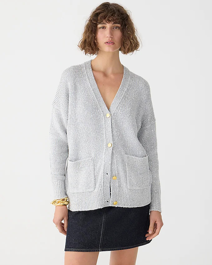 Sequin V-neck cardigan sweater | J. Crew US