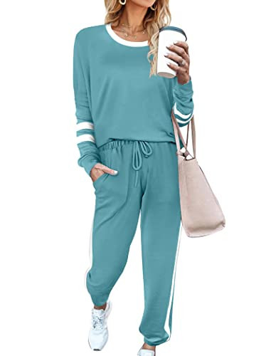 Aloodor Outfits for Women 2 Piece Sets Casual Joggers for Women 2 Piece Set Pine Green XL | Amazon (US)