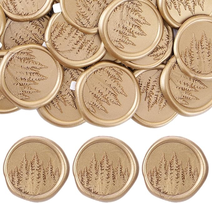 Gold Tree Wax Seal Stickers - 50 Pcs Embossed Envelope Wax Seal Stickers for Wedding Party Invita... | Amazon (US)