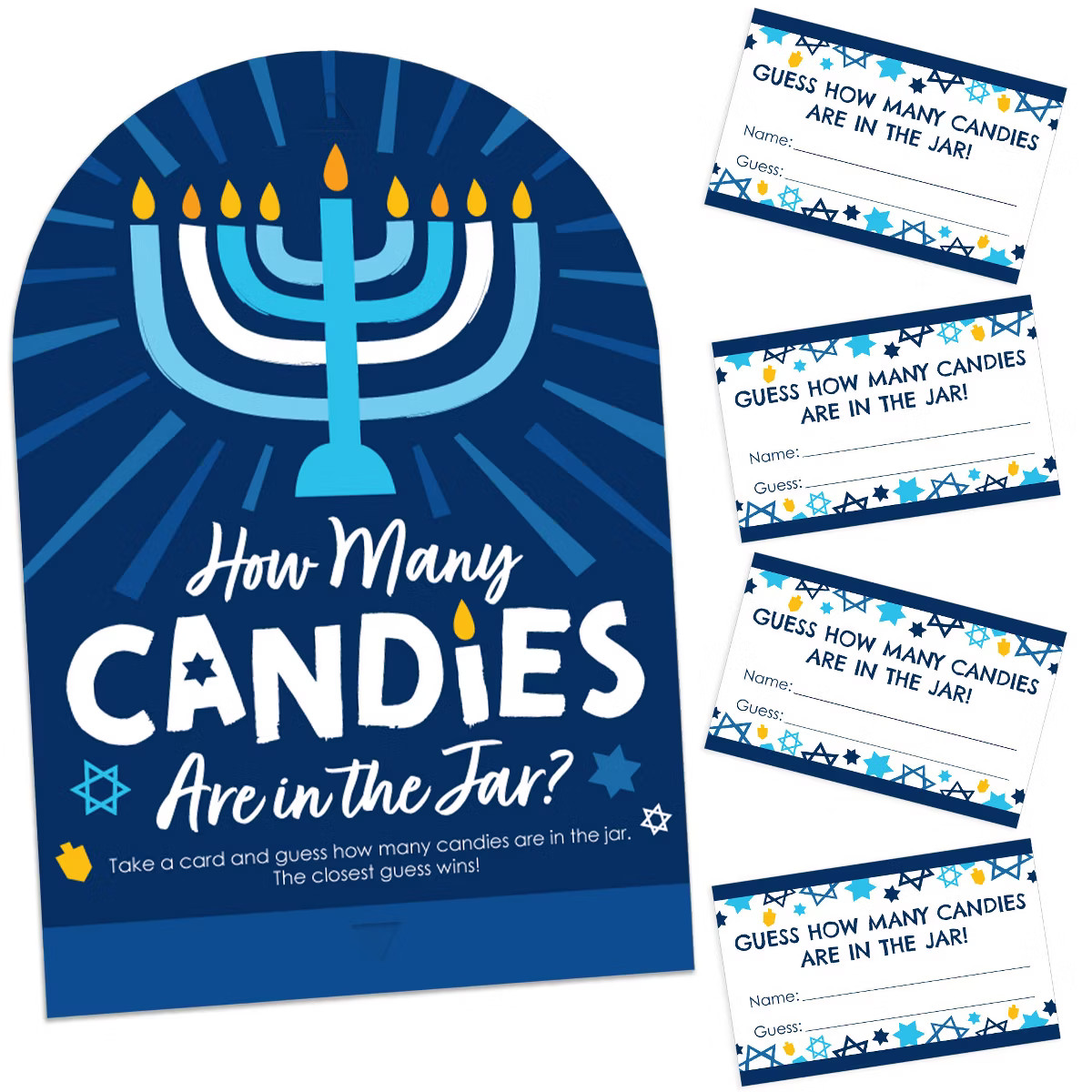 Big Dot of Happiness Hanukkah Menorah - How Many Candies Chanukah Holiday Party Game - 1 Stand an... | Target