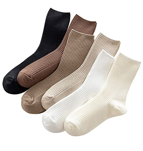 MarJunSep Womens Cute Crew Socks Neutral Cotton Slouchy Loafer Boot Dress Socks Women Girls Grano... | Amazon (US)