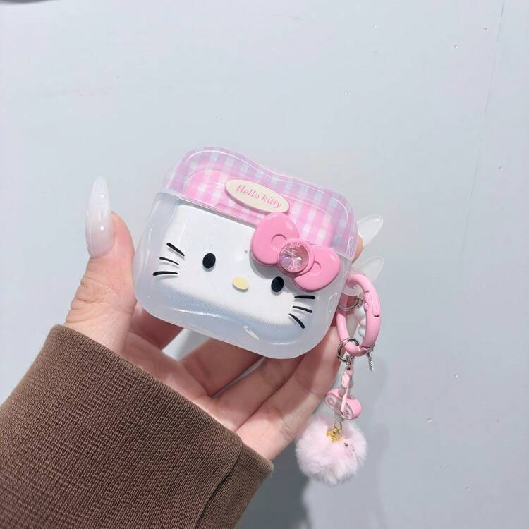 1pc Sanrio Cute Kitty Rhinestone Butterfly Plush Protective Case Compatible With Apple 1/2/3/4/Pro/Pro(2nd)/Pro(3rd), Anti-Fall Anti-Scratch Bluetooth Earphone Cover | SHEIN