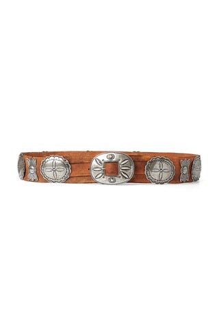Ralph Lauren Collection Leather Cast Concho Belt in Brown | FWRD 