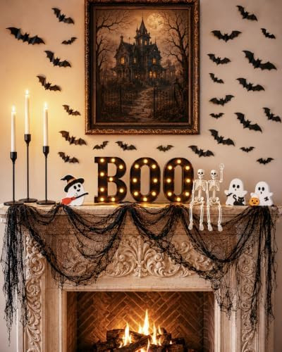 138PCS Halloween Mantel Decor Set, Boo Letters, Ghosts, Gothic Wall Decor | Amazon (US)