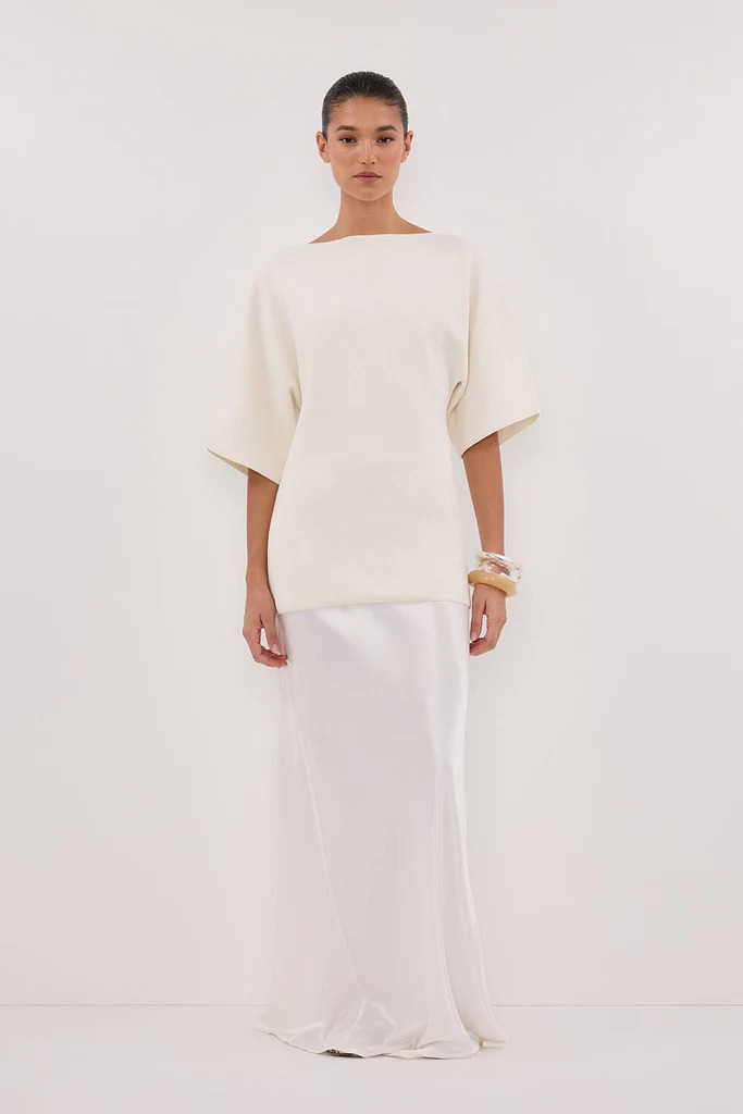 LIA IVORY SLEEVED KNIT TOP | DISSH