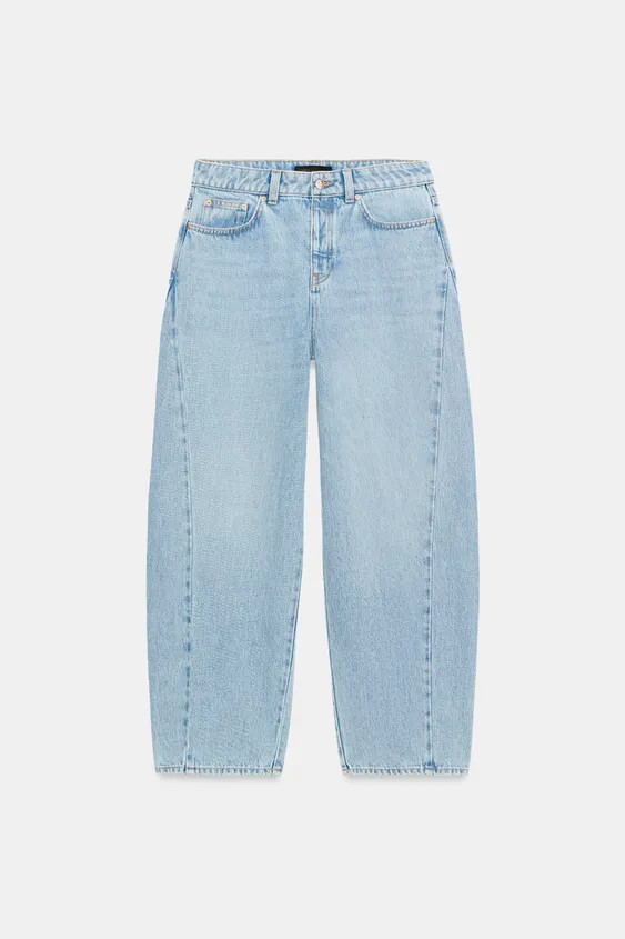 HIGH-WAIST - BARREL - SEAMEDHigh-waist jeans with five pockets. Loose-fit leg tapering towards th... | Zara UK