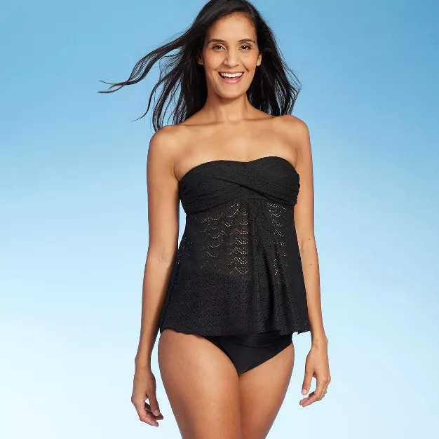 Maternity Crochet Bandeau Flyaway Tankini Top - Isabel Maternity by Ingrid & Isabel™ Black | Target