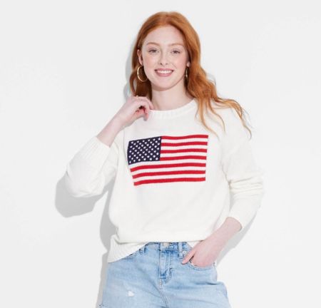 Flag sweater, USA outfit, American flag 

#LTKFindsUnder50 #LTKOver40 #LTKSeasonal