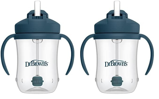 Dr. Brown's Milestones Baby’s First Straw Cup, Training Cup with Weighted Straw, Dark Blue, 6m+... | Amazon (US)