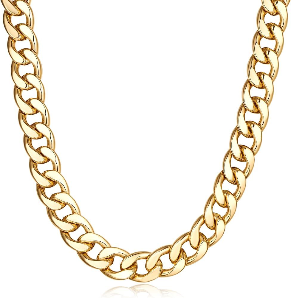 Gold Silver Chunky Chain Necklace for Men Women Chunky Cuban Link Chain Necklace Gift for Boys Hi... | Amazon (US)