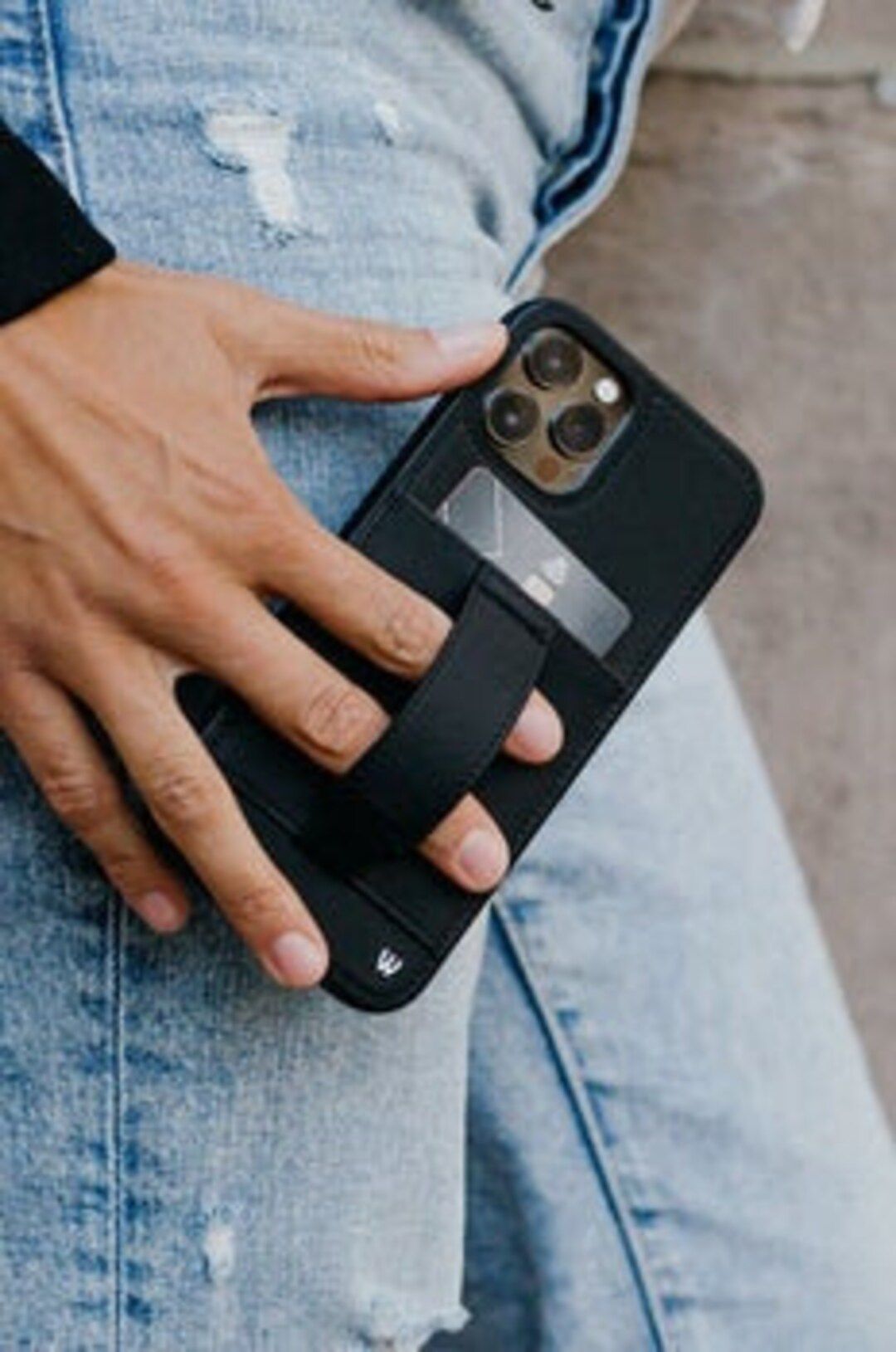 Lights Out - Vegan Leather iPhone Case with Card Holder, Finger Loop, Adjustable Kickstander | Fo... | Etsy (US)
