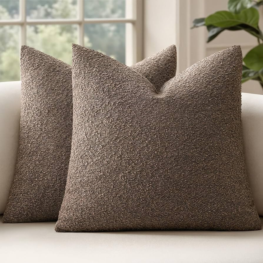 MIULEE 18x18 Inch Decorative Pillow Covers for Couch Bed Set of 2 Textured Boucle Neutral Throw P... | Amazon (US)