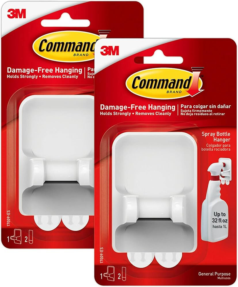 Command Spray Bottle Hanger, Total 2 Holders with 4 Command Strips, 2 Pack of 1 Hanger, Organize ... | Amazon (US)