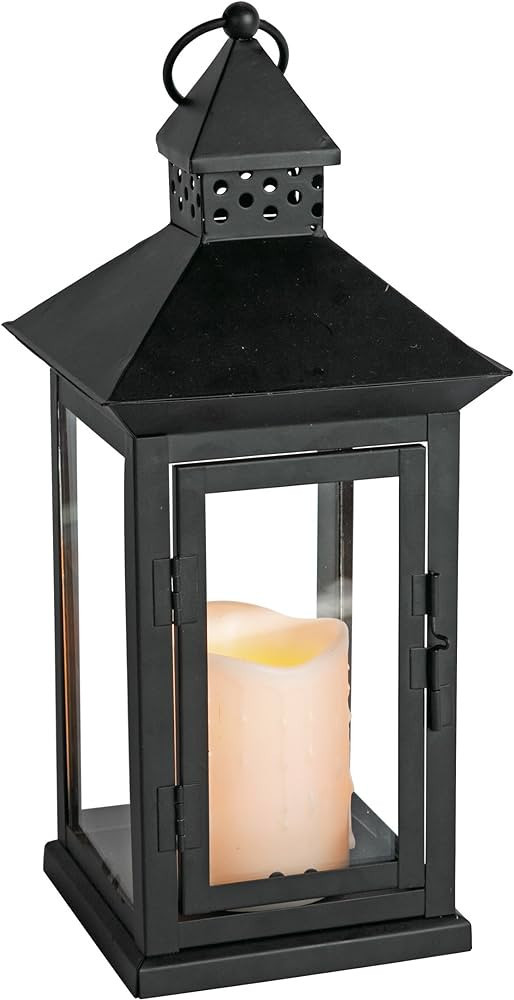 Everlasting Glow Indoor/Outdoor 6" x 14" Lantern And LED Candle, Timer, Bisque | Amazon (US)