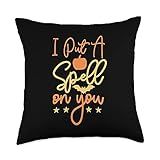 Funny Halloween Quotes Halloween I Put A Spell On You, Pumpkin, Bat Throw Pillow, 18x18, Multicolor | Amazon (US)