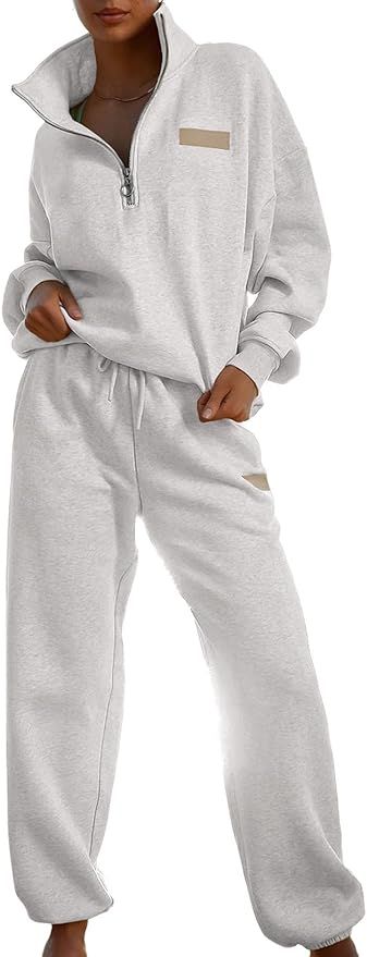 Herseas Women 2 Piece Outfits Sweatsuit Lounge Set Half Zip Pullover with Jogger Airport Tracksui... | Amazon (US)
