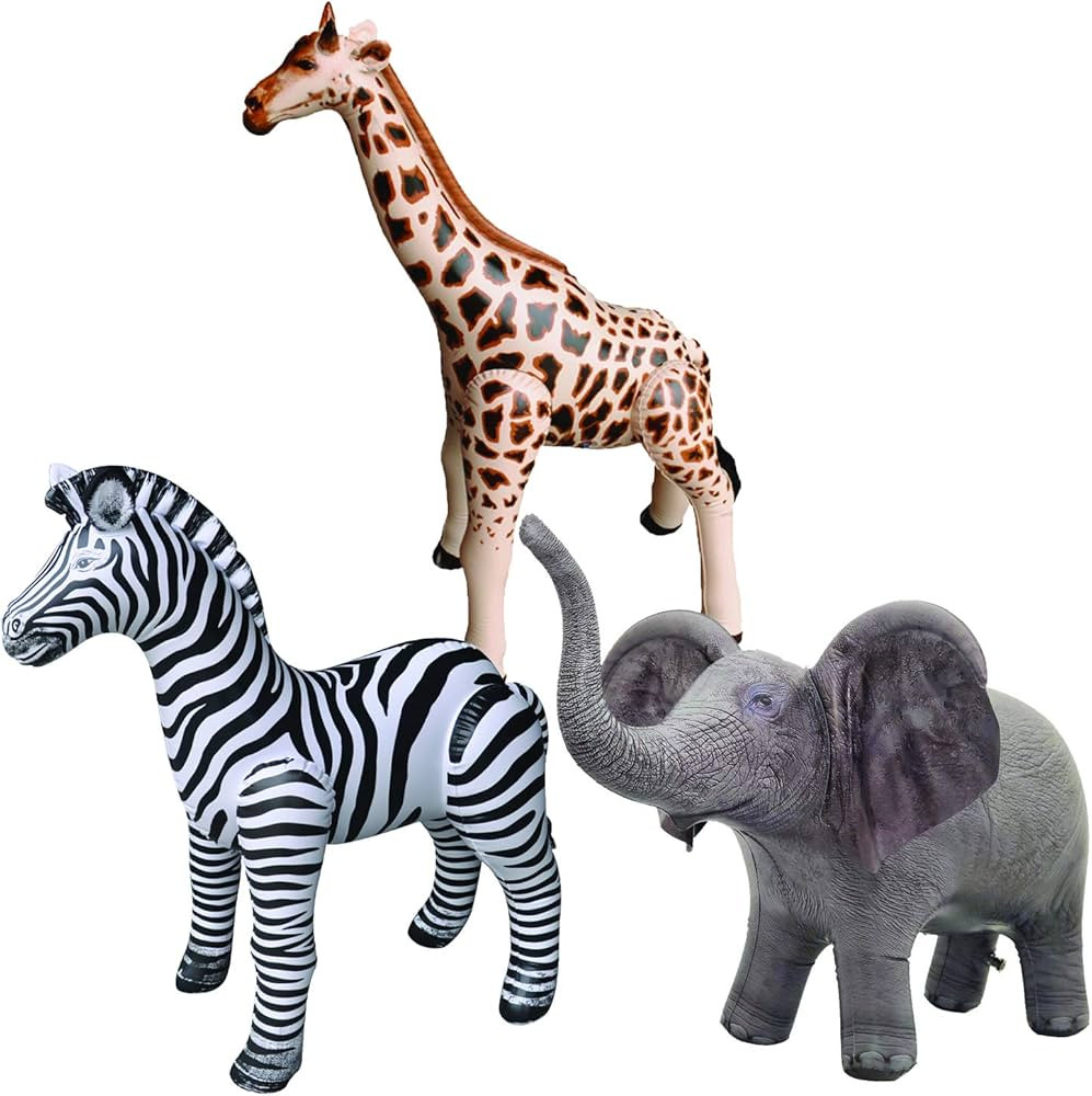 Amazon.com: Jet Creations Safari 3 Pack Giraffe Zebra Elephant Great for Pool, Party Decoration, ... | Amazon (US)