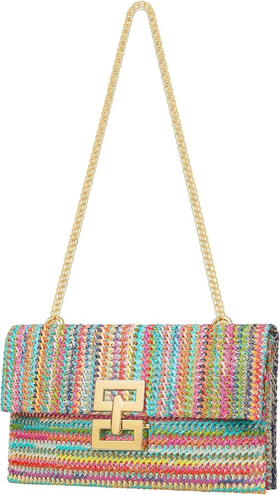 Kseymeir Straws Clutch Purses Raffia Beach Bag Woven Summer Purses Straw Crossbody Bag | Amazon (US)