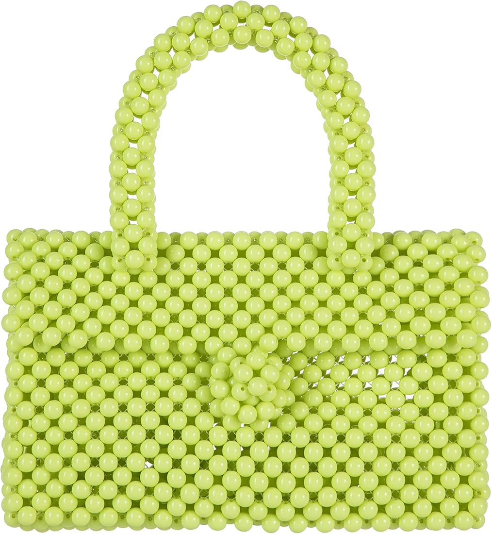 YUSHINY Women Acrylic Beaded Clutch Macaron Color Message Bag with Strap for Wedding Evening Party | Amazon (US)