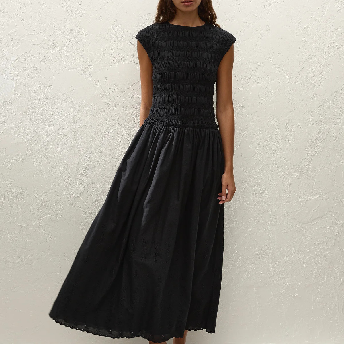 Flavia Maxi Dress Julyeta Broderie Black | Faithfull (AU)