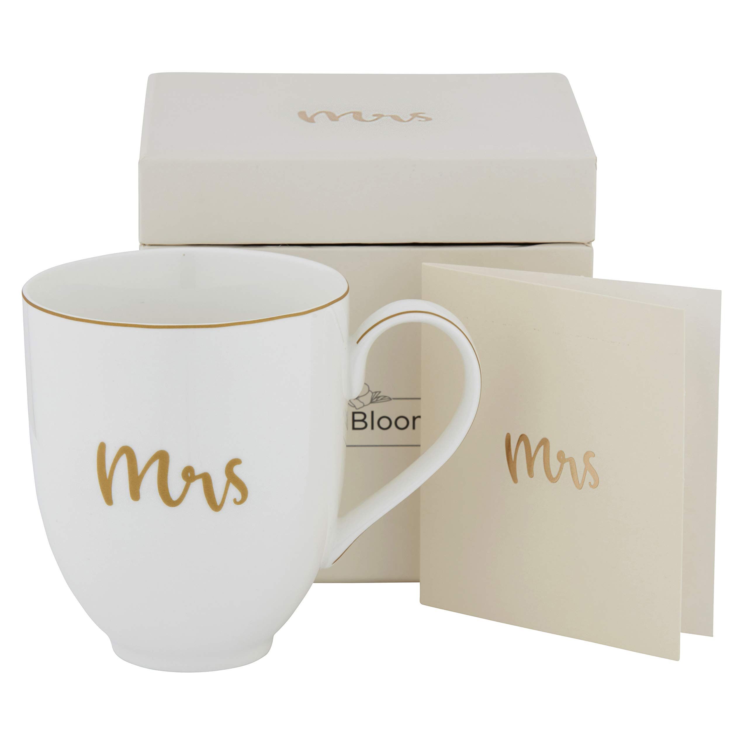 "Mrs" Coffee Mug Tea Cup, Engagement Gifts for Women, Bride to be Gifts for Her, Gift Boxed Bride Gi | Amazon (US)