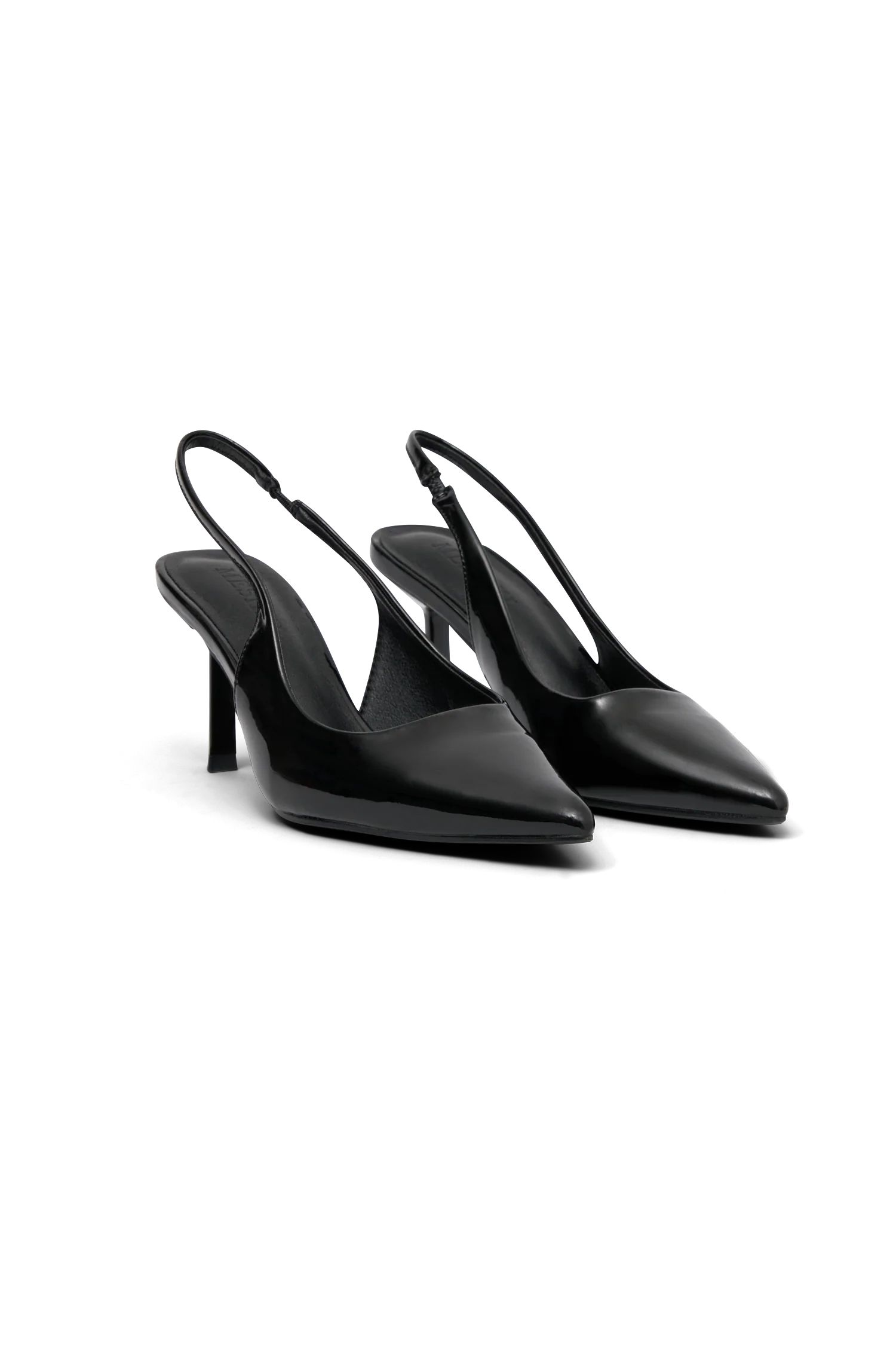 Dasha Patent Sling Back Heels - Black | MESHKI US