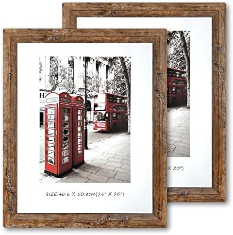 16x20 Poster Frames, Set of 2 Picture Frames Plexiglass and Composite Wooden Rustic Rounded Corners  | Amazon (US)