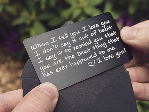 Amazon.com: Wallet Card Love Note | Engraved Aluminum Anniversary Gifts for Men, Husband Gifts fr... | Amazon (US)