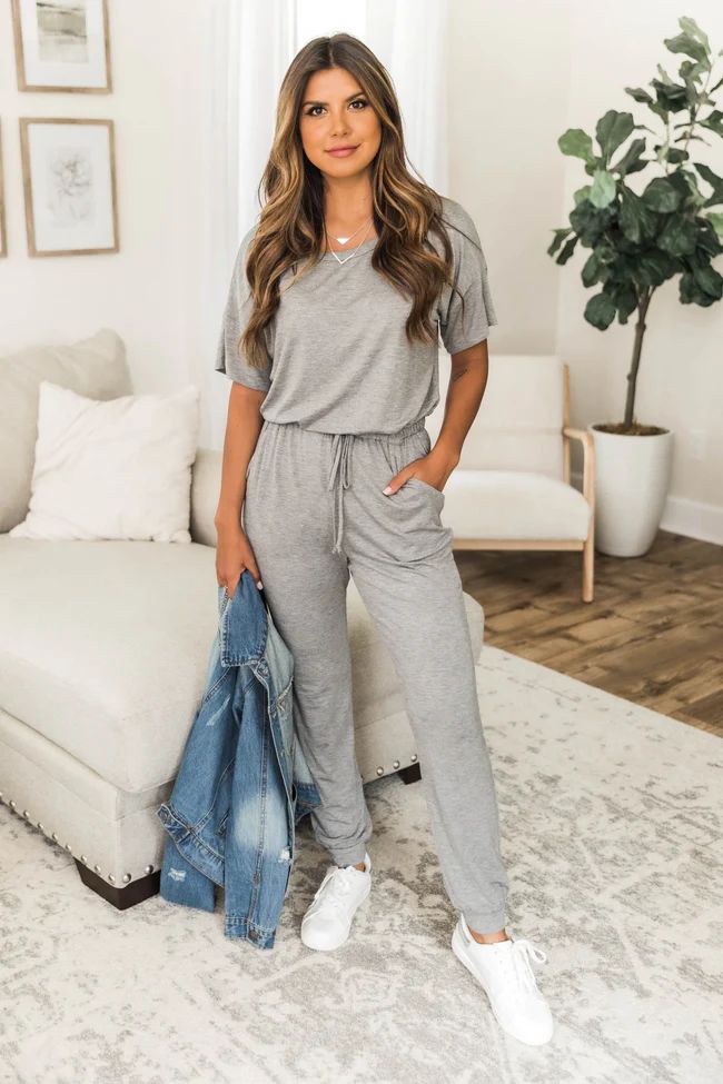 Just Leave It To Me Grey Jumpsuit | The Pink Lily Boutique