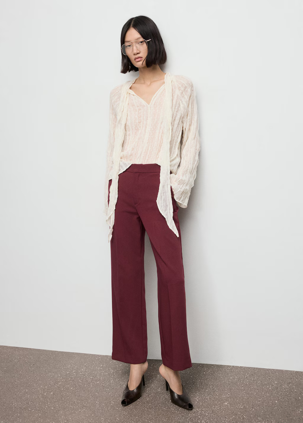 High-waist straight pants maroon - Woman - 18 - MANGO | Mango (US/MX/AU)