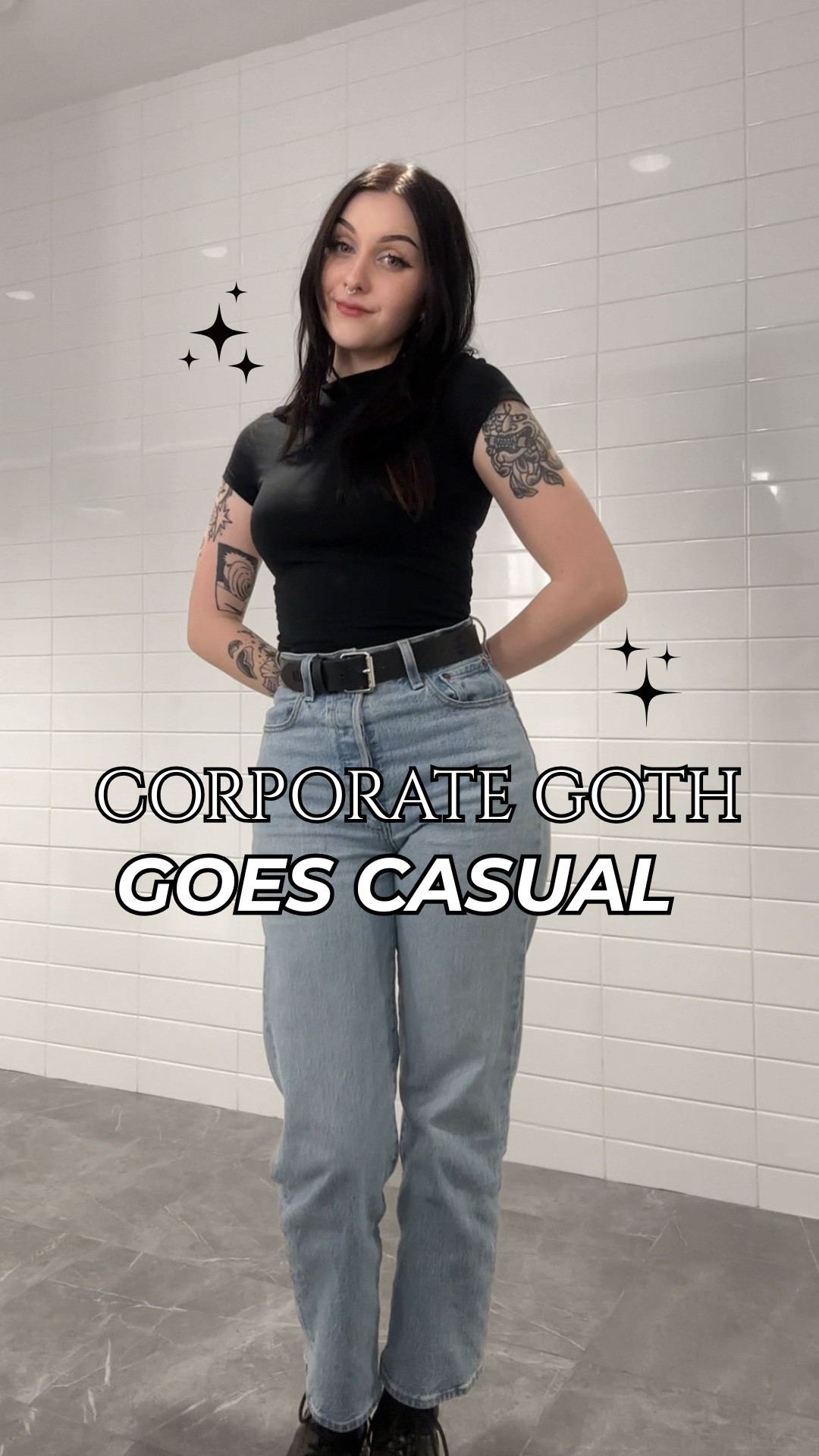 these levi’s are the best jeans I own 
#corporategoth #ootd #altgirl #casualfriday

#LTKootd #LTKPetite
