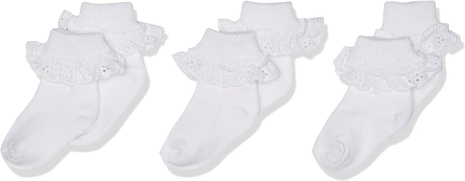 Baby-Girls Newborn Eyelet Lace Socks 3 Pair Pack | Amazon (US)