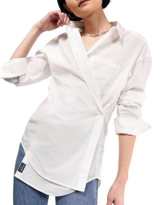 The Essential Long Sleeve Oversized Wrap Button Up Shirt | Bloomingdale's (US)