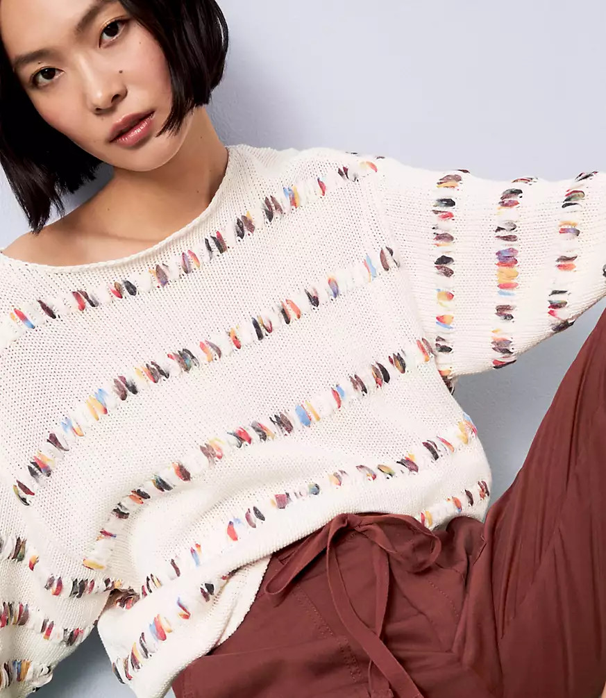 Lou & Grey Rainbowstitch Cropped Sweater | LOFT | LOFT