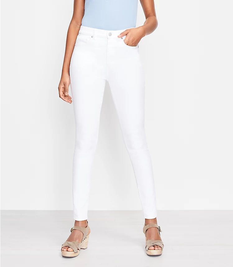 High Rise Skinny Jeans in White | LOFT | LOFT