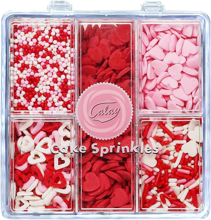 Valentines Sprinkles for Baking, Heart Sprinkles Pink, Red and White Nonpareils Sprinkles for Val... | Amazon (US)