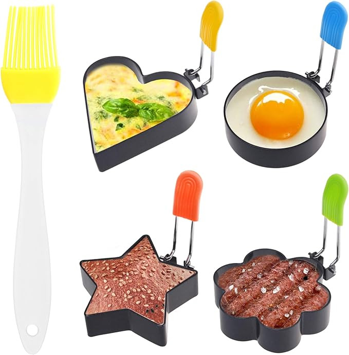 Kare & Kind 4x Non-Stick Stainless Steel Egg Rings - Different Shapes with Anti-Scald Handles - G... | Amazon (US)